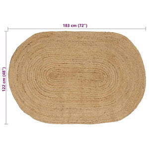 Ovaler Jute Teppich Natur 122x183 cm