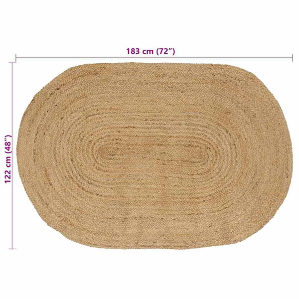 Ovaler Jute Teppich Natur 122x183 cm