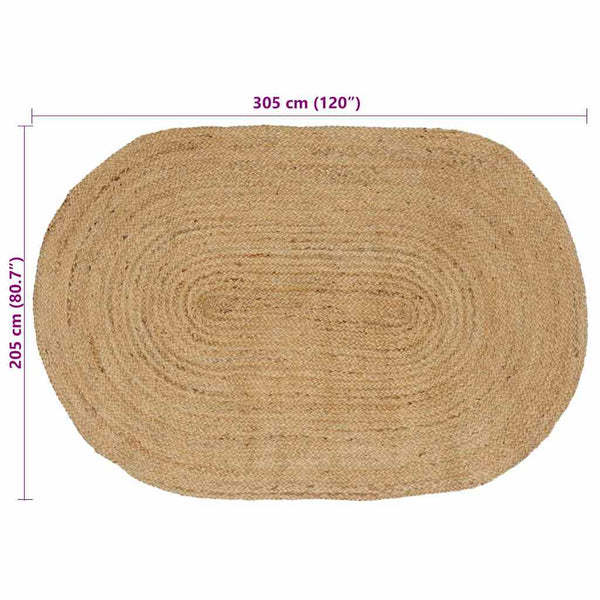 Ovaler Jute Teppich Natur 205x305 cm
