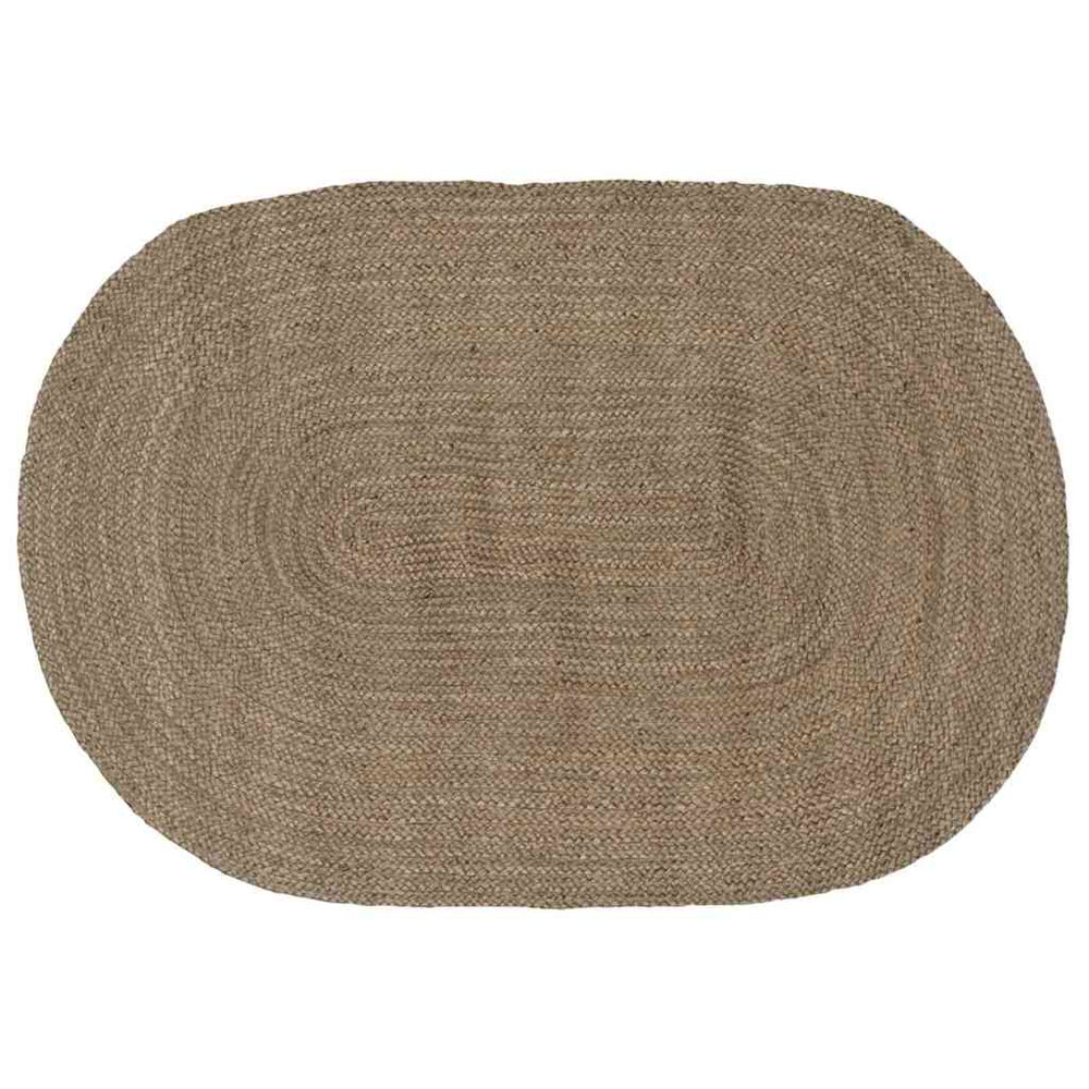 Ovaler Jute Teppich Grau 100x152 cm