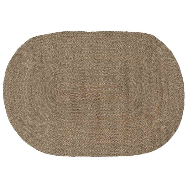Ovaler Jute Teppich Grau 100x152 cm