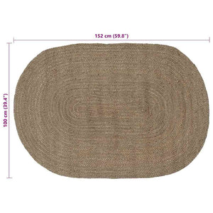 Ovaler Jute Teppich Grau 100x152 cm