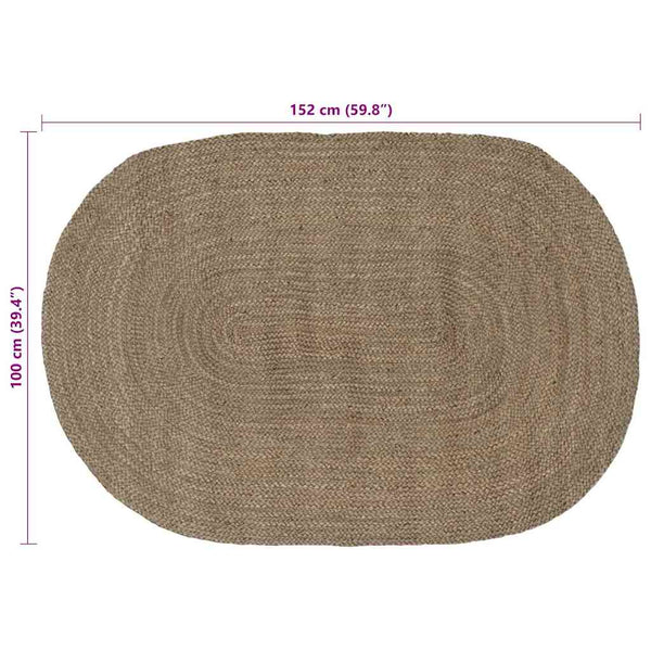 Ovaler Jute Teppich Grau 100x152 cm
