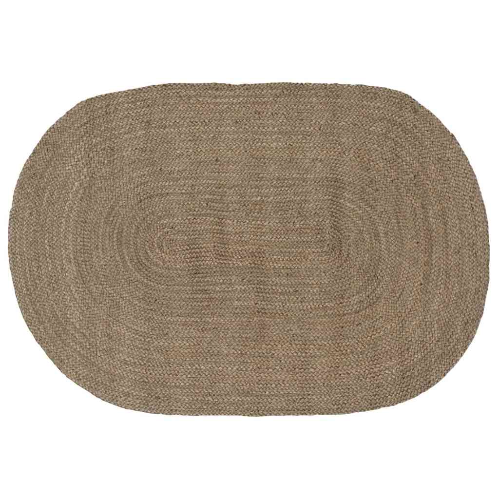 Ovaler Teppich Grau 122x183 cm Jute