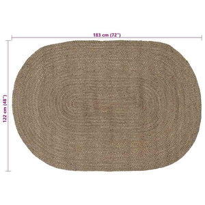 Ovaler Teppich Grau 122x183 cm Jute