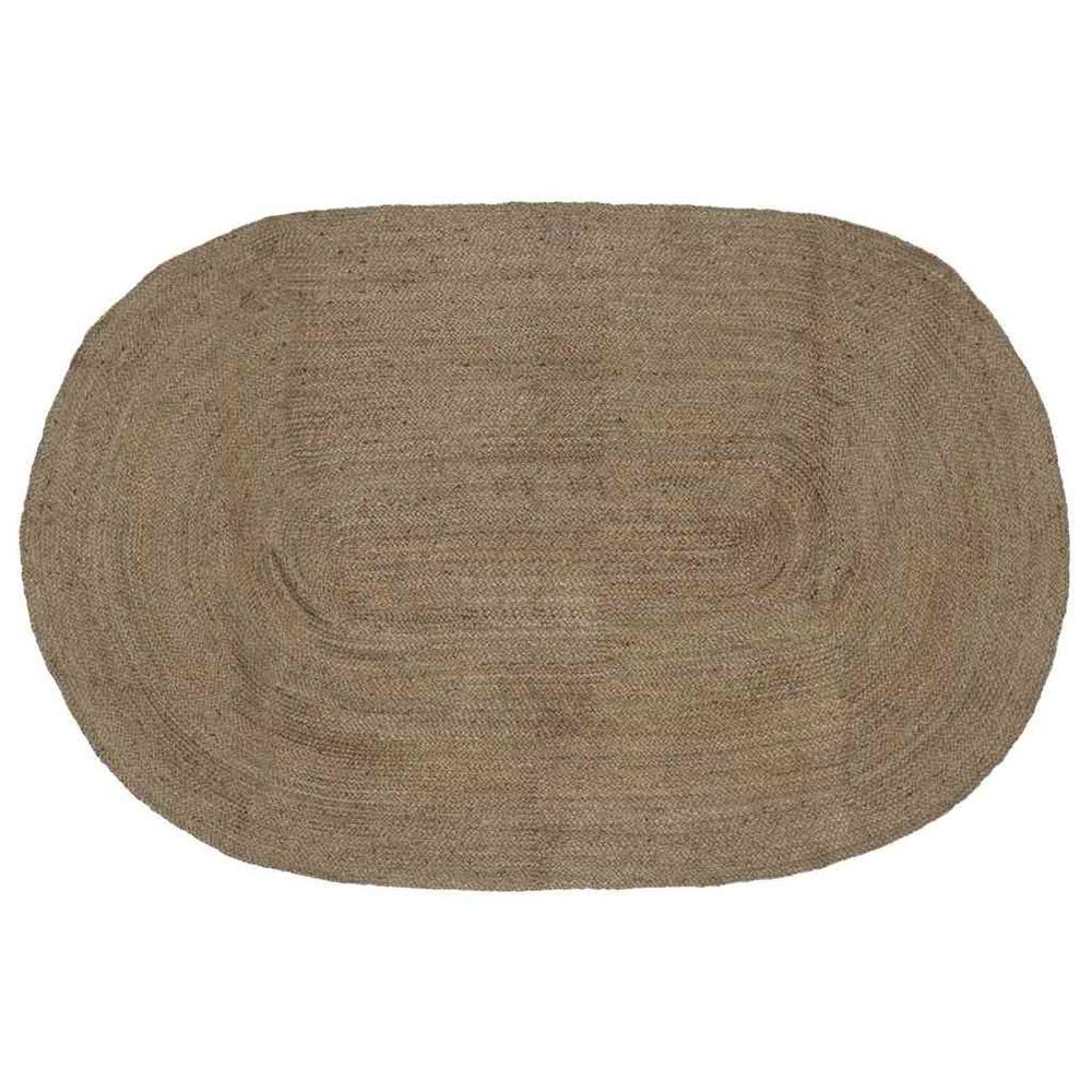 Ovaler Teppich Grau 152x245 cm Jute
