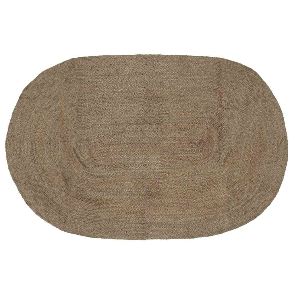 Ovaler Teppich Grau 152x245 cm Jute