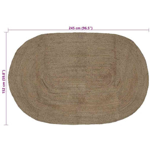 Ovaler Teppich Grau 152x245 cm Jute
