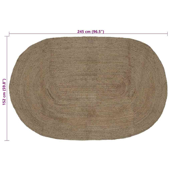 Ovaler Teppich Grau 152x245 cm Jute