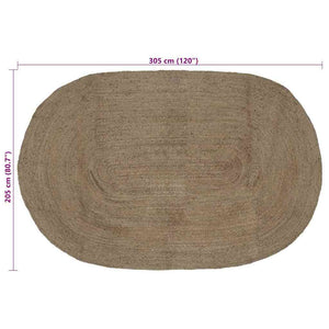 Ovaler Teppich Grau 205x305 cm Jute