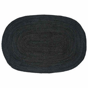 Ovaler Teppich Schwarz 122x183 cm Jute
