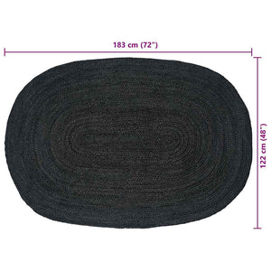 Ovaler Teppich Schwarz 122x183 cm Jute