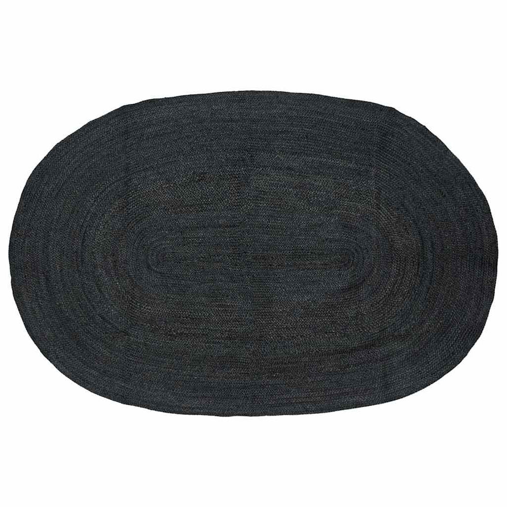 Ovaler Teppich Schwarz Jute 152x245 cm