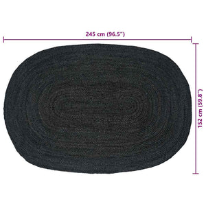 Ovaler Teppich Schwarz Jute 152x245 cm