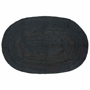 Ovaler Teppich Schwarz 205x305 cm Jute