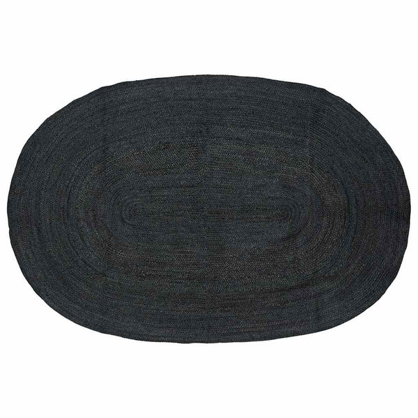 Ovaler Teppich Schwarz 205x305 cm Jute