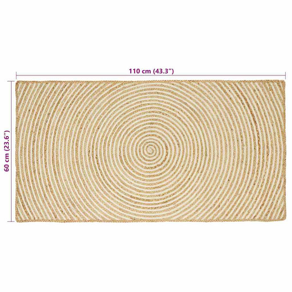 Jute Teppich Natur Weiß 60x110 cm