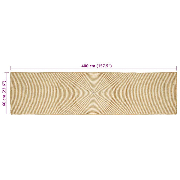 Jute Teppich Natur Weiß 60x400 cm