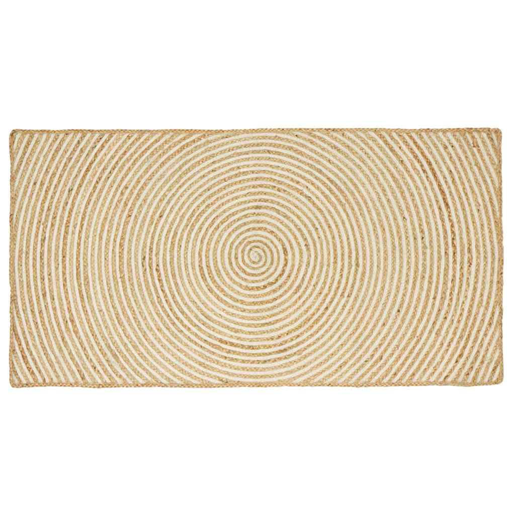 Natur Jute Teppich Weiß 80x150 cm