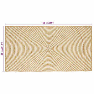 Natur Jute Teppich Weiß 80x150 cm