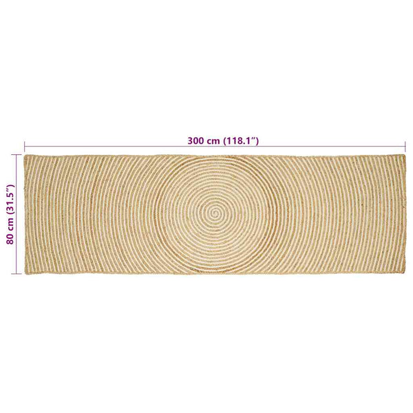 Jute Teppich Natur Weiß 80x300 cm