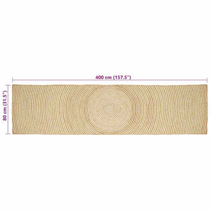 Jute Teppich Natur Weiß 80x400 cm