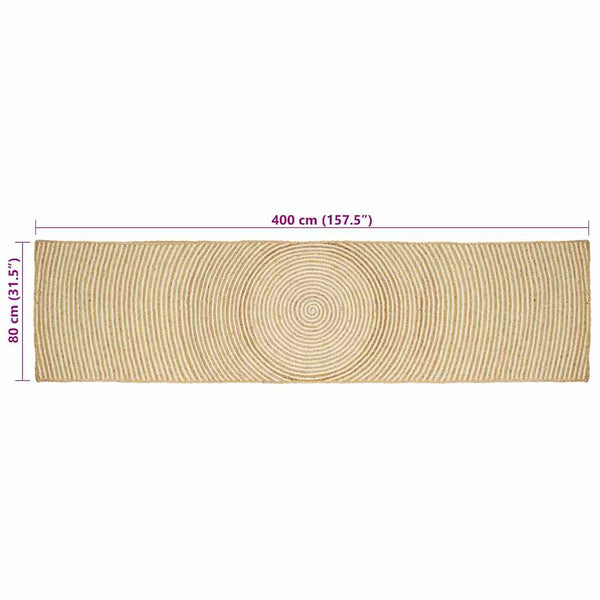 Jute Teppich Natur Weiß 80x400 cm