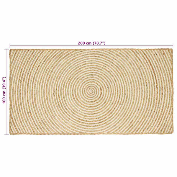 Jute Teppich Natürlich Weiß 100x200 cm
