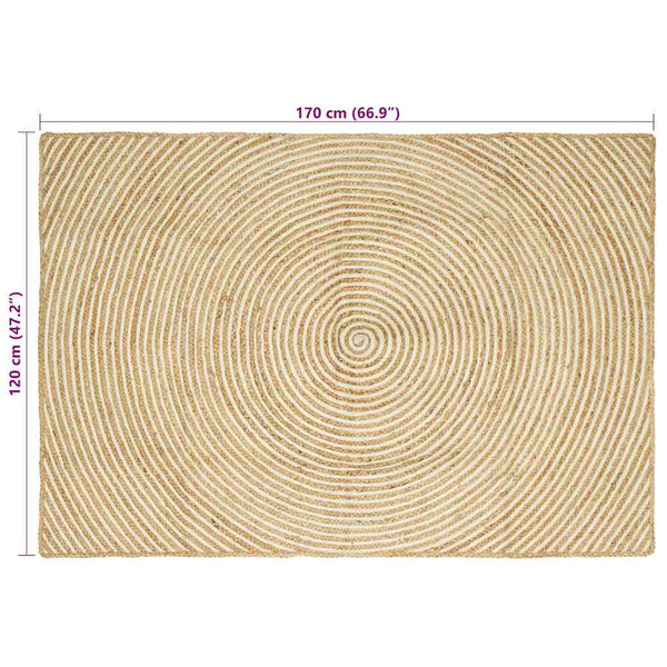 Natur Jute Teppich Weiß 120x170 cm