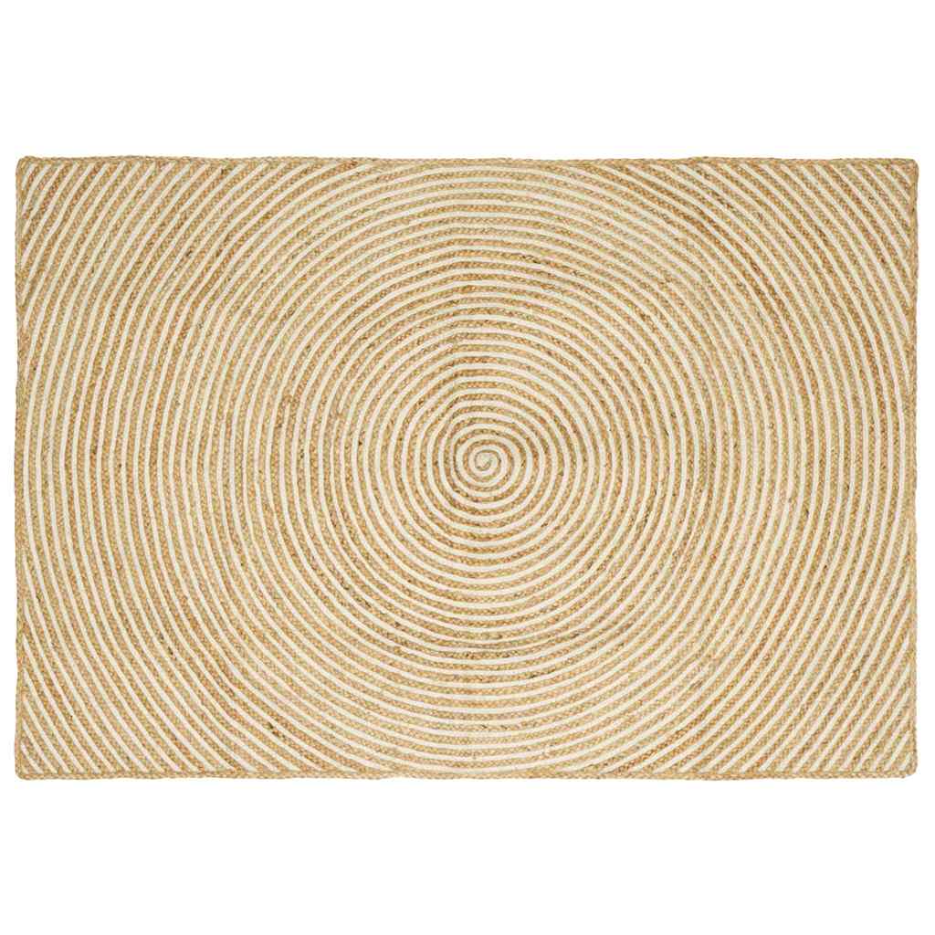 Jute Teppich Natur Weiß 140x200 cm