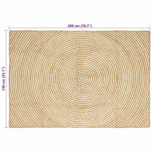 Jute Teppich Natur Weiß 140x200 cm
