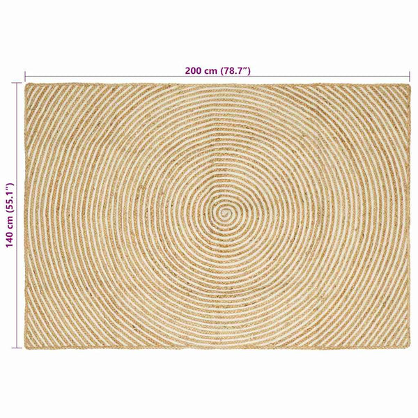 Jute Teppich Natur Weiß 140x200 cm