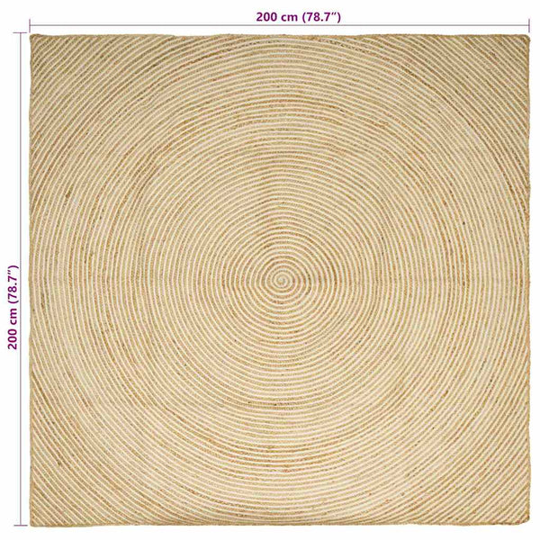 Jute Teppich Natur/Weiß 200x200cm