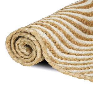 Jute Teppich Natur Weiß 240x240 cm