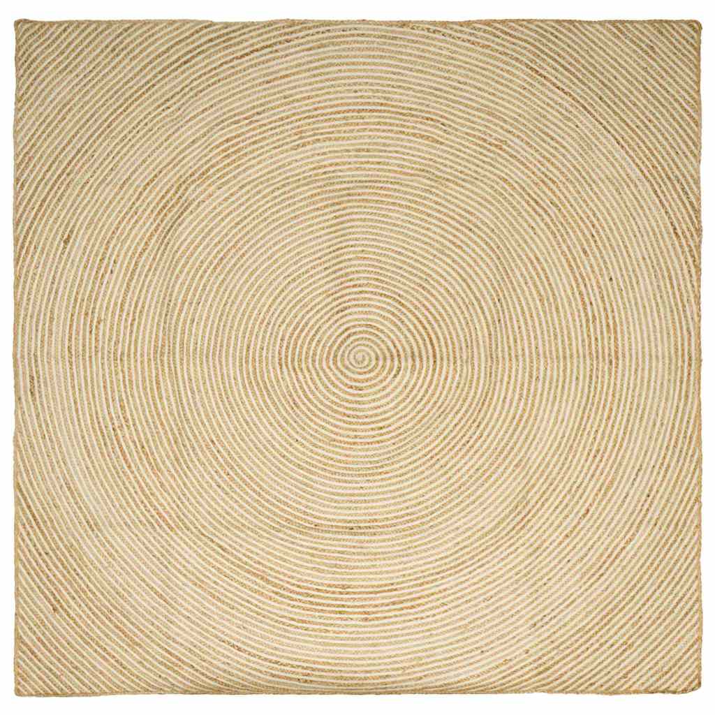 Jute Teppich Natur Weiß 240x240 cm