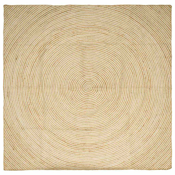 Jute Teppich Natur Weiß 240x240 cm