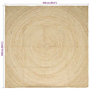 Jute Teppich Natur Weiß 240x240 cm