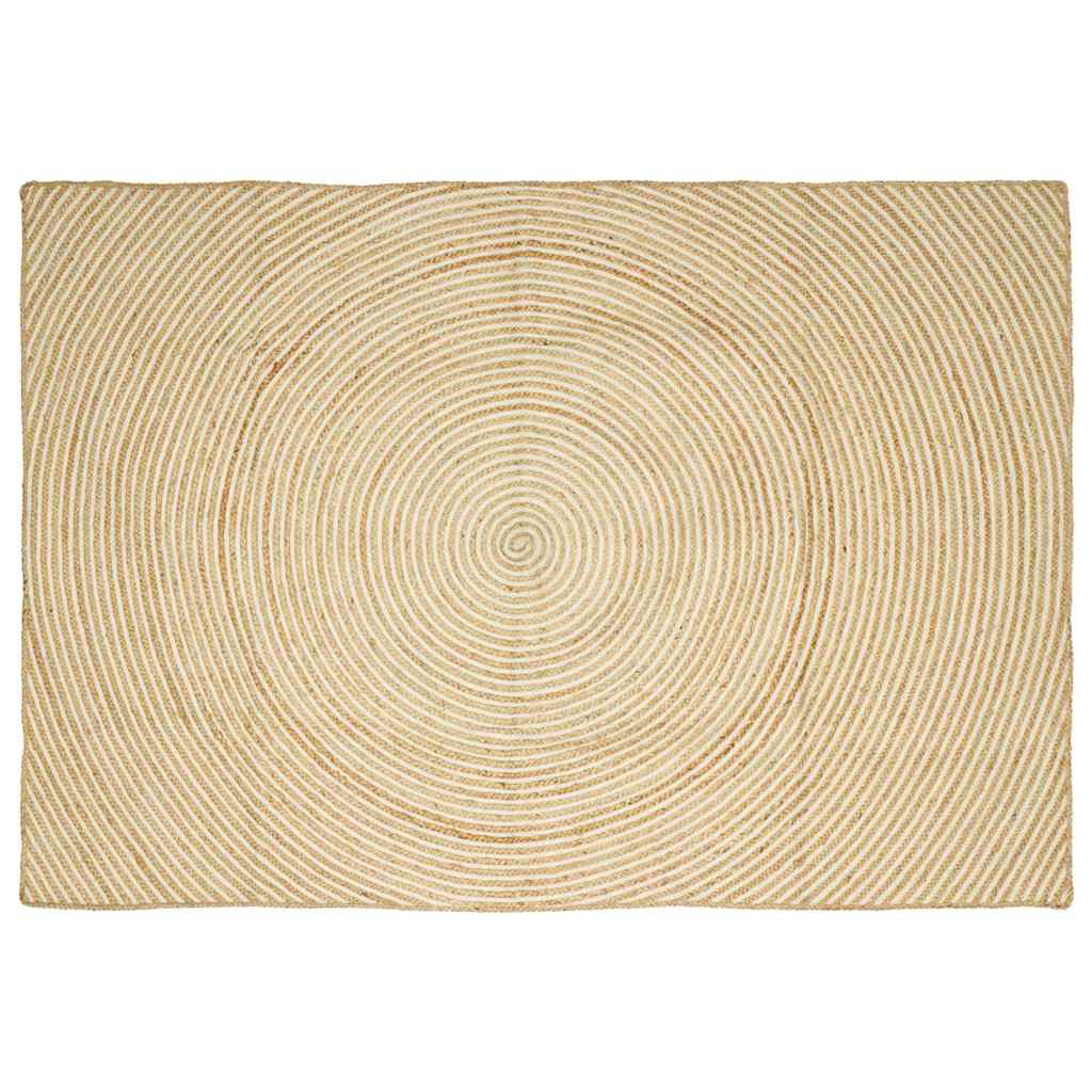Jute Teppich Natur Weiß 240x340 cm