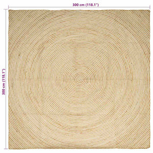 Jute Teppich Natur Weiß 300x300 cm