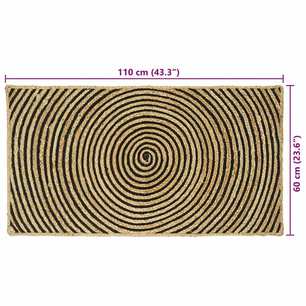 Jute Teppich Natürlich Schwarz 60x110 cm