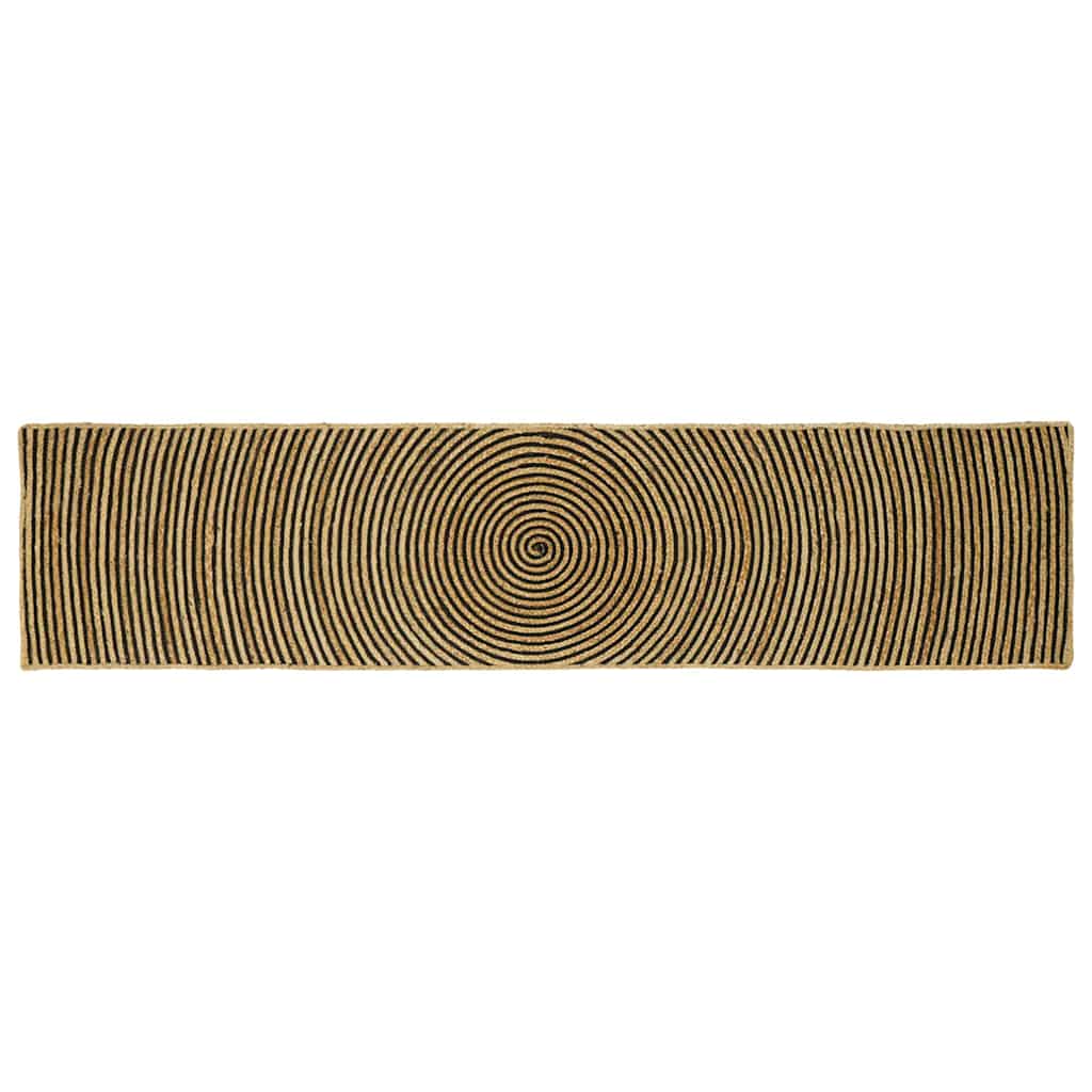 Jute Teppich Natur Schwarz 60x250 cm