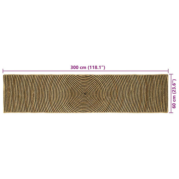 Jute Teppich Natur Schwarz 60x300 cm
