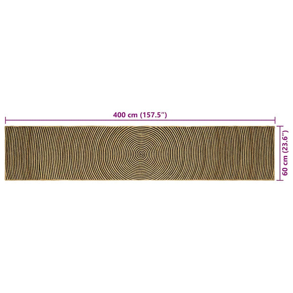 Jute Teppich Natur Schwarz 60x400 cm