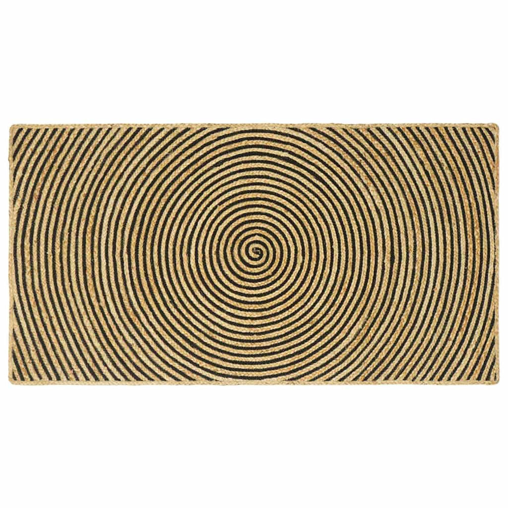 Jute Teppich Natur Schwarz 80x150 cm