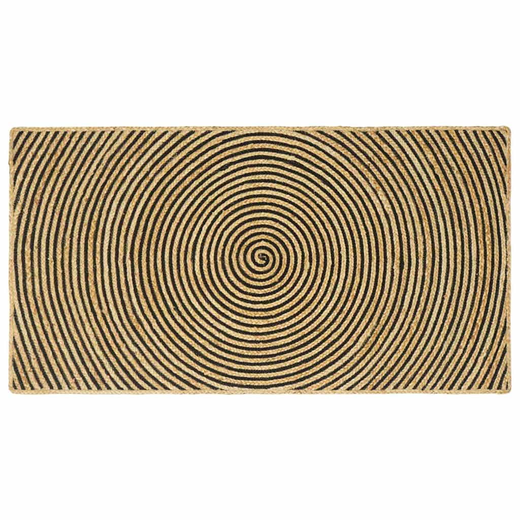 Jute Teppich Natur Schwarz 80x150 cm