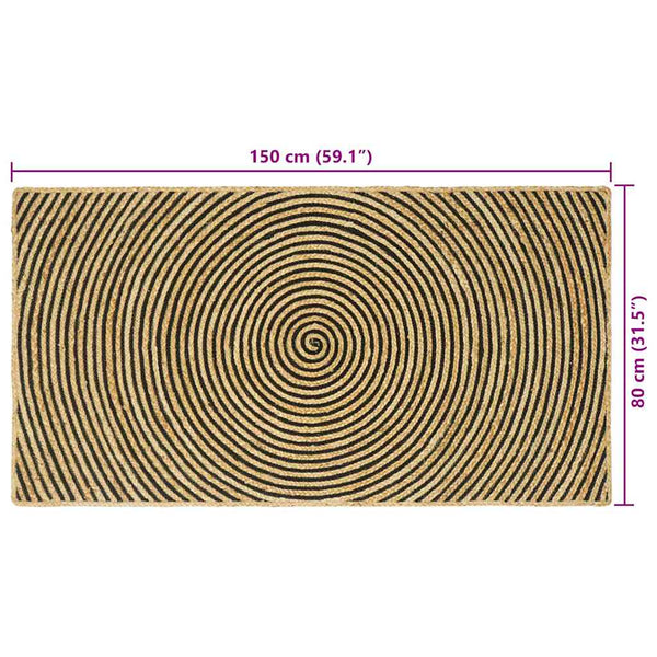 Jute Teppich Natur Schwarz 80x150 cm