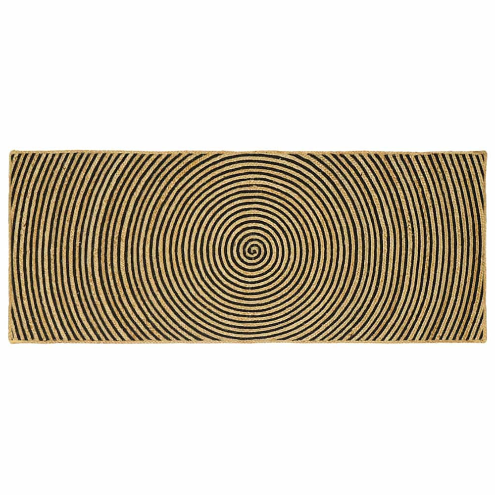 Jute Teppich Natur Schwarz 80x200 cm