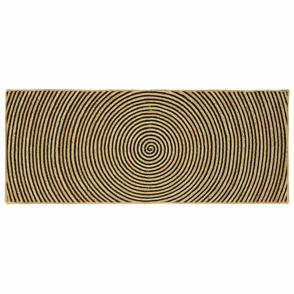 Jute Teppich Natur Schwarz 80x200 cm