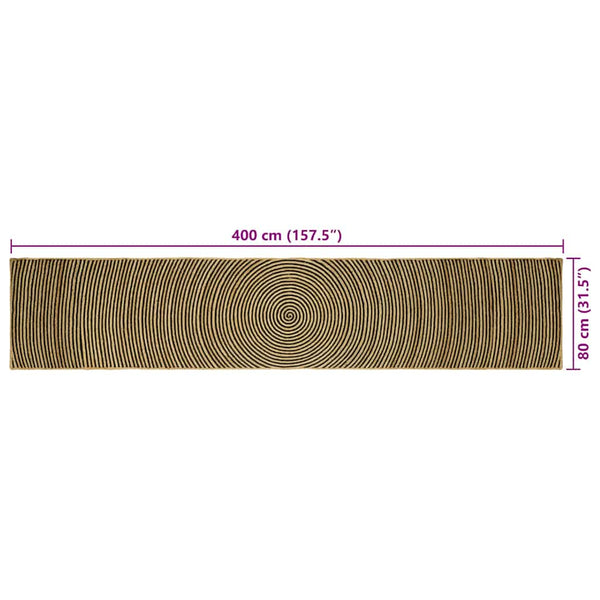 Jute Teppich Natur Schwarz 80x400 cm