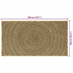 Jute Teppich Natur/Schwarz 100x200 cm